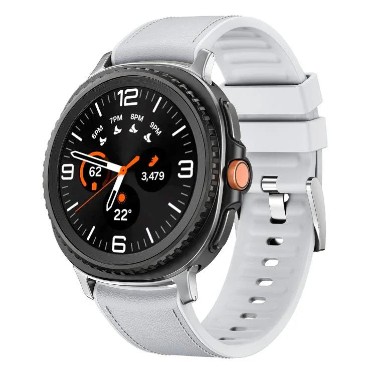 Metal Head Leather Skin Silicone Watch Band, For Samsung Galaxy Watch8 / Watch8 Classic