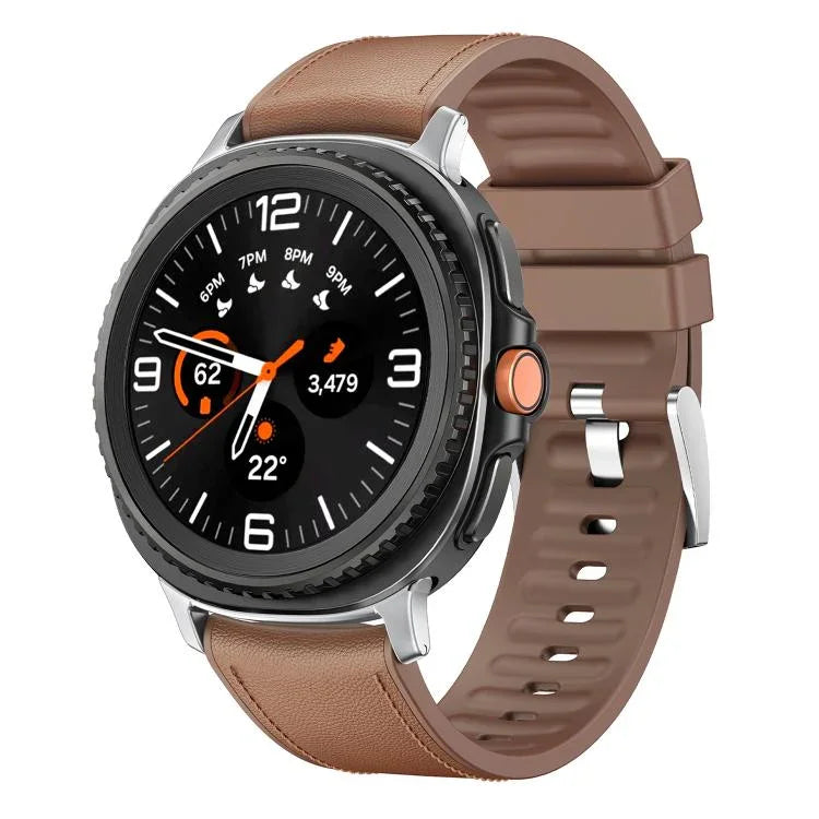 Metal Head Leather Skin Silicone Watch Band, For Samsung Galaxy Watch8 / Watch8 Classic