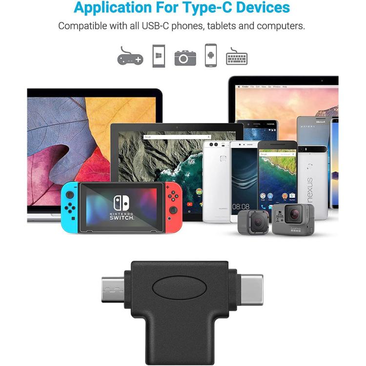 JUNSUNMAY 2 in 1 OTG Converter USB 3.0 to Micro USB and Type-C Adapter, 2 in 1