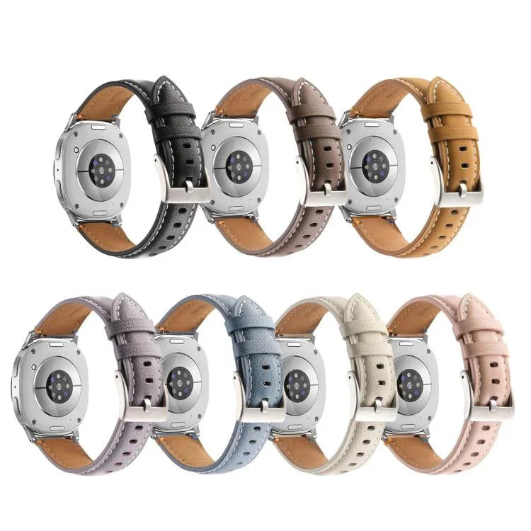 Stitched Genuine Leather Watch Band, For Samsung Galaxy Watch8 / Watch8 Classic
