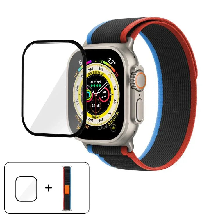 Wild Path Loop Nylon Watch Band with 3D Curved Film, For Apple Watch Series 10 46mm, For Apple Watch Series 10 42mm, For Apple Watch 6 / 5 / 4 / SE 44mm