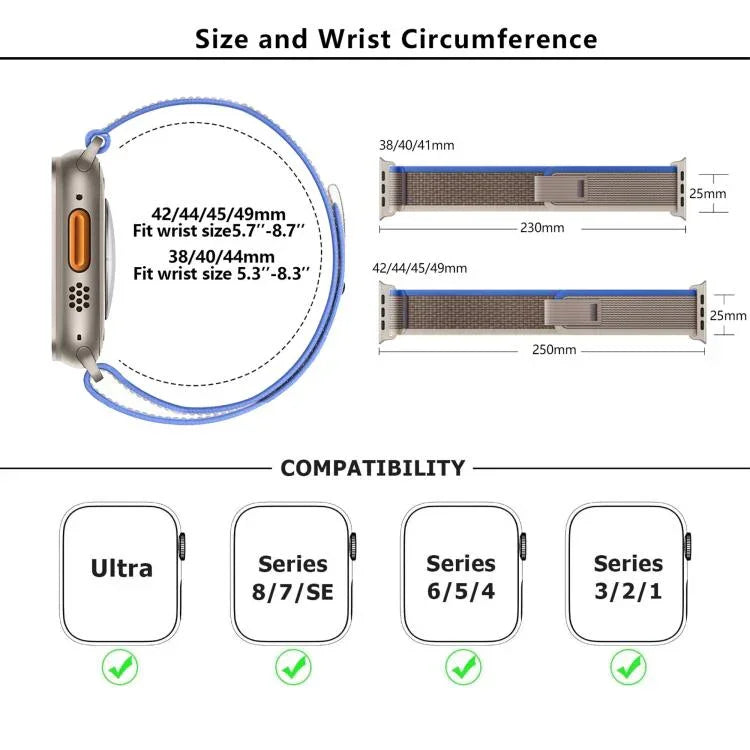 Wild Path Loop Nylon Watch Band with 3D Curved Film, For Apple Watch Series 9 / 8 / 7 41mm, For Apple Watch 3 / 2 / 1 38mm, For Apple Watch 3 / 2 / 1 42mm