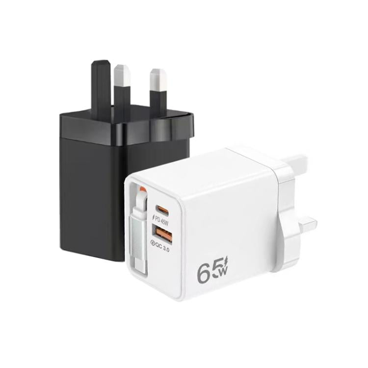 FC1 3-in-1 70cm Retractable Type-C Cable, PD3.0, QC3.0 USB Phone Charger, UK Plug, UK Plug