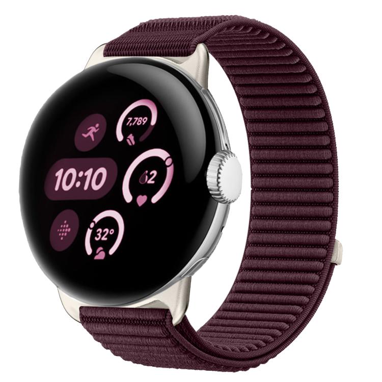 Woven Nylon Hook And Loop Fastener Metal Interface Watch Band, For Google Pixel Watch 4 / Watch 3 45mm, For Google Pixel Watch 4 / 3 / 2 / 1 41mm