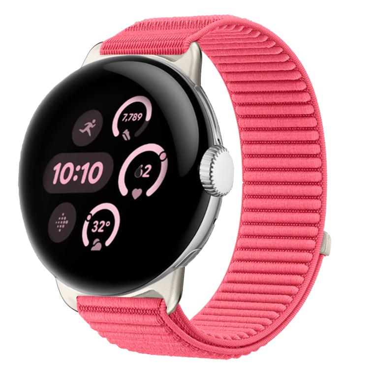 Woven Nylon Hook And Loop Fastener Metal Interface Watch Band, For Google Pixel Watch 4 / Watch 3 45mm, For Google Pixel Watch 4 / 3 / 2 / 1 41mm