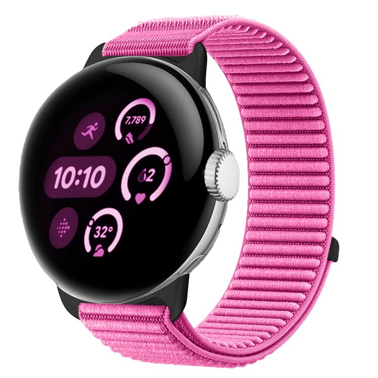 Woven Nylon Hook And Loop Fastener Metal Interface Watch Band, For Google Pixel Watch 4 / Watch 3 45mm, For Google Pixel Watch 4 / 3 / 2 / 1 41mm