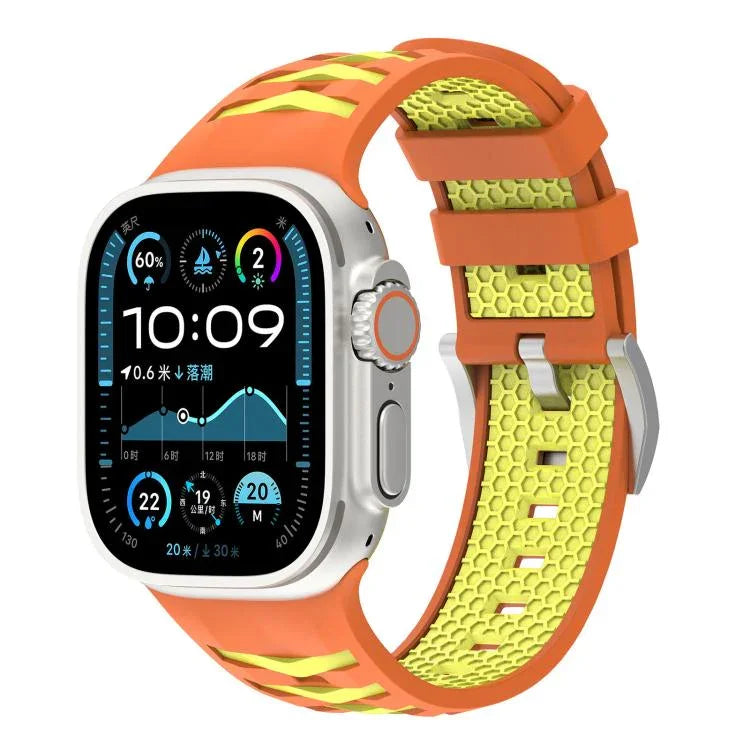 Tire Texture Two-Color Silicone Watch Band, For Apple Watch 46mm / 49mm / 45mm / 44mm, For Apple Watch 42mm / 41mm / 40mm / 38mm