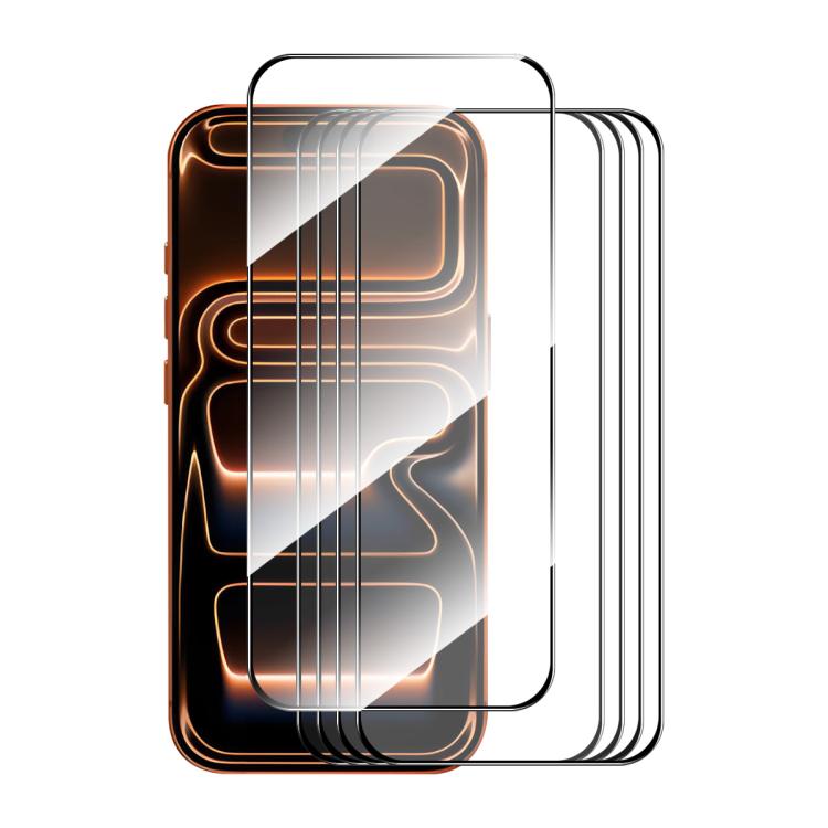 5pcs ENKAY Thickened Glue No White Edge High Aluminum-silicon Tempered Glass Film, For iPhone 18 Pro, For iPhone 18 Pro Max, For iPhone 17 Pro Max, For iPhone 17 Pro, For iPhone 17, For iPhone Air