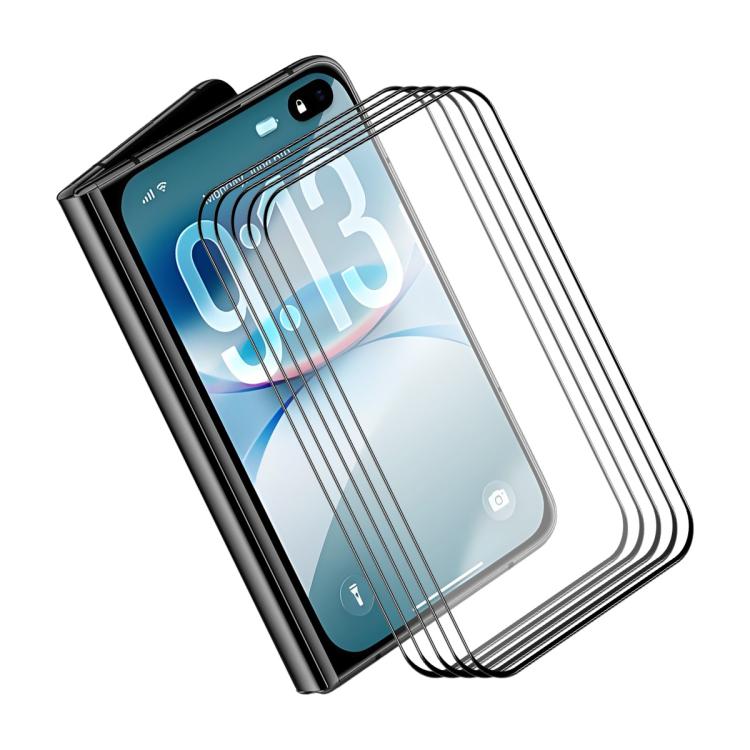 5pcs ENKAY Thickened Glue No White Edge High Aluminum-silicon Tempered Glass Film, For iPhone Fold Outer Screen, For iPhone 18 Pro, For iPhone 18 Pro Max, For iPhone 17 Pro Max, For iPhone 17 Pro, For iPhone 17, For iPhone Air