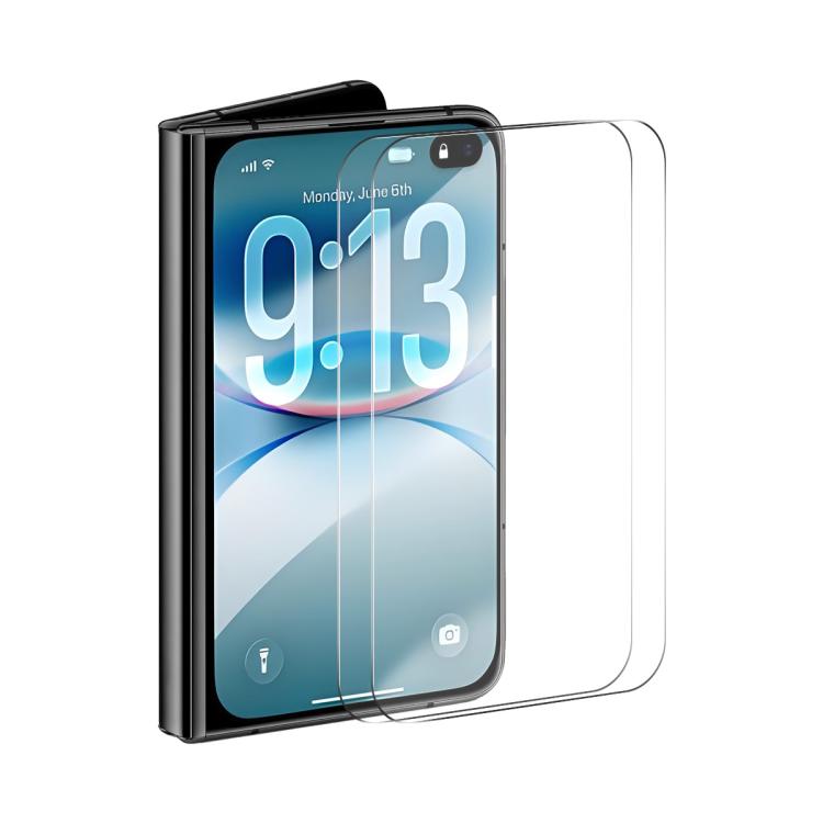 2pcs ENKAY Thickened Glue No White Edge 9H Big Arc Edge High Aluminum-silicon Tempered Glass Film, For iPhone Fold Outer Screen, For iPhone 18 Pro, For iPhone 18 Pro Max, For iPhone 17 Pro Max, For iPhone 17 Pro, For iPhone 17, For iPhone Air