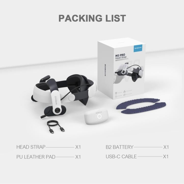 BOBOVR M3 Pro For Meta Quest 3S / 3 VR Head Strap with 5200mAh Battery Pack, M3 Pro