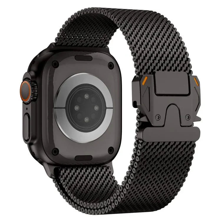 Metal Clasp Coarse Mesh Milan Stainless Steel Watch Band, For Apple Watch 46mm / 49mm / 45mm / 44mm