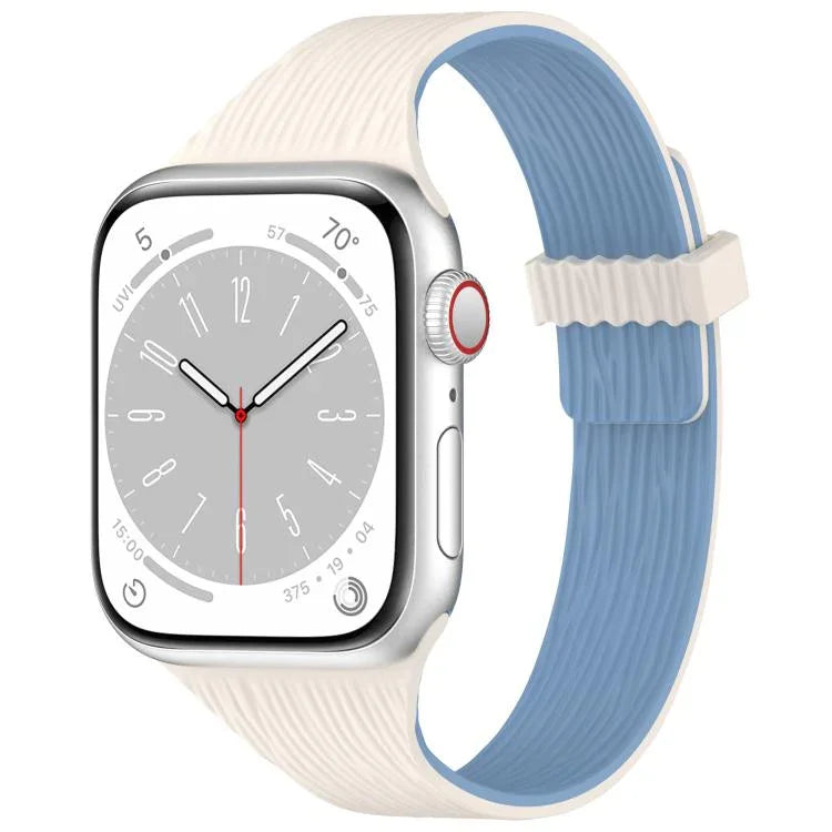 Water Wood Grain Small Waist Magnetic Silicone Watch Band, For Apple Watch 46mm / 49mm / 45mm / 44mm, For Apple Watch 42mm / 41mm / 40mm / 38mm