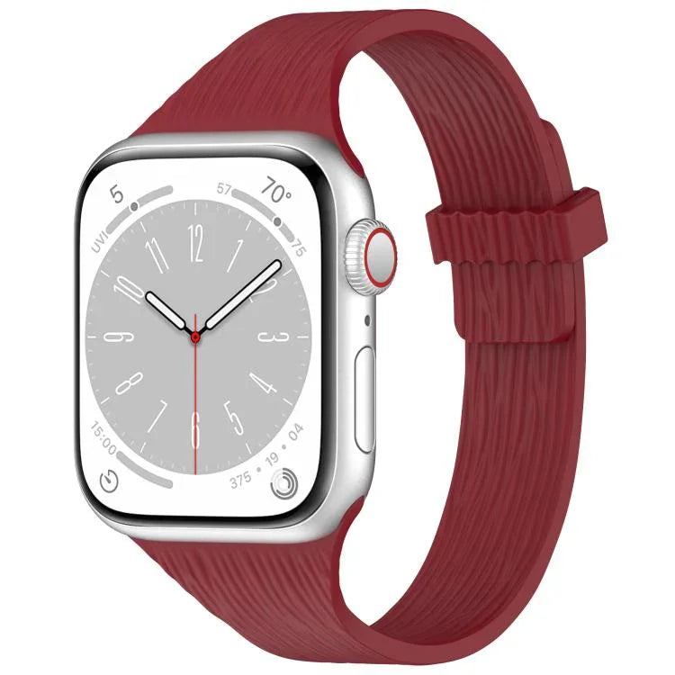 Water Wood Grain Small Waist Magnetic Silicone Watch Band, For Apple Watch 46mm / 49mm / 45mm / 44mm, For Apple Watch 42mm / 41mm / 40mm / 38mm