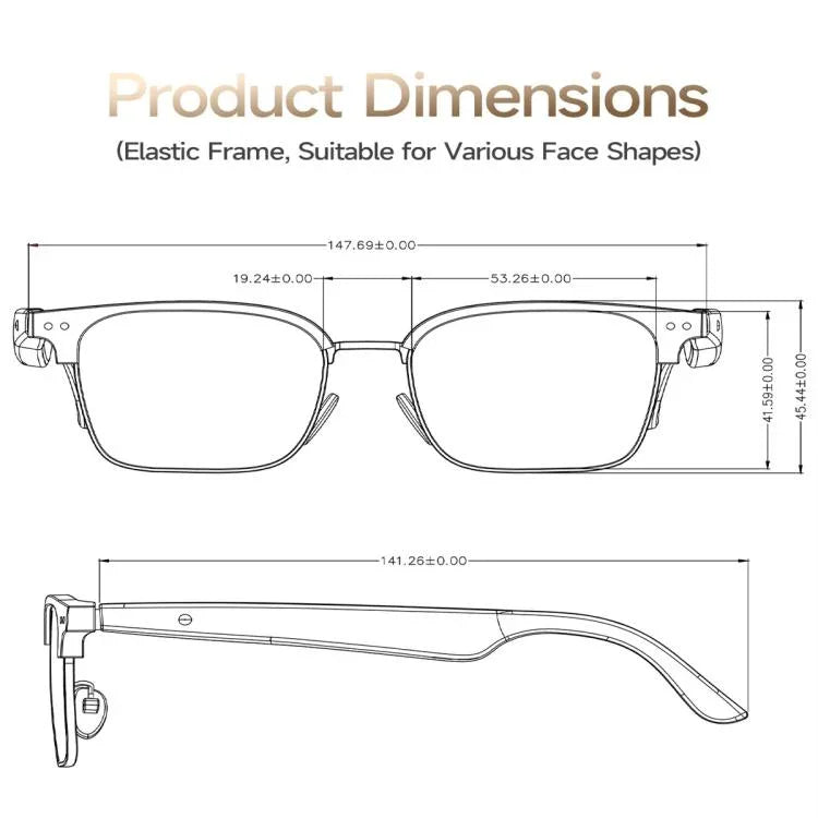 W100D Smart Glasses, Support AI Intelligent Translation / AI Conversation / BT Calling