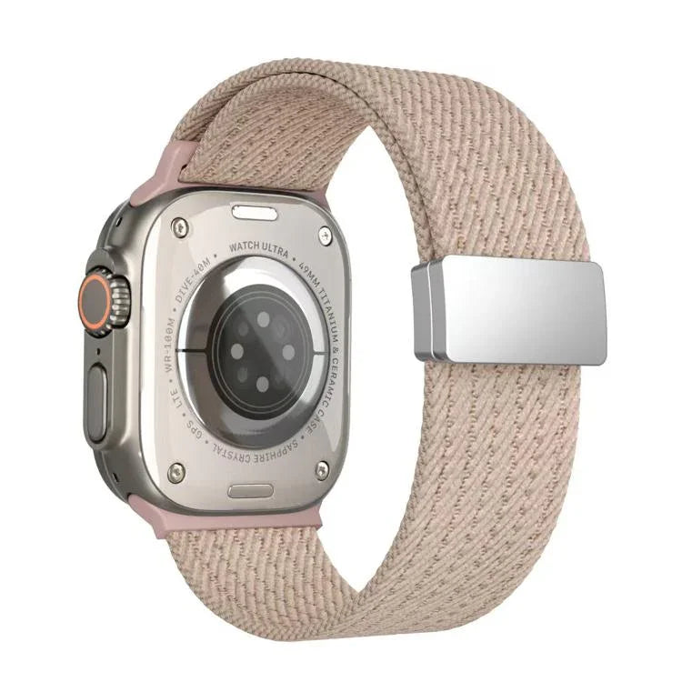 Single Color Magnetic Snap Four Strand Elastic Nylon Watch Band, For Apple Watch 46mm / 49mm / 45mm / 44mm, For Apple Watch 42mm / 41mm / 40mm / 38mm