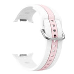 Silver Buckle Vertical Stripe Two Color Silicone Watch Band, For Samsung Galaxy Watch8 / Watch8 Classic