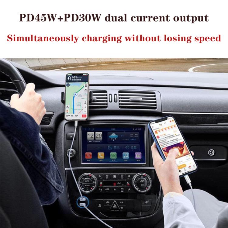 TE-P66 75W Type-C x 2 PD45W Dual Port Fast Charging Car Charger, TE-P66