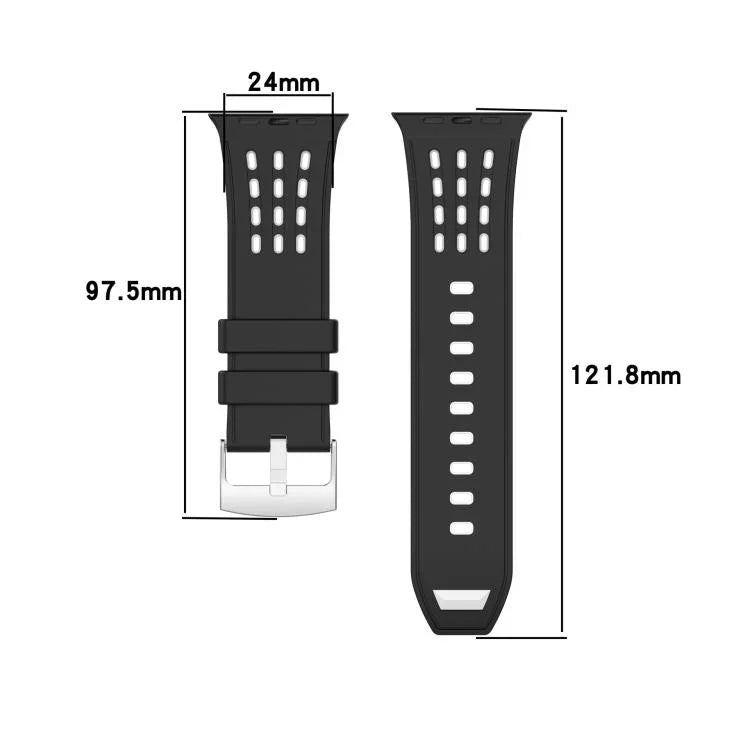 Vertical Holes Dual-Color Breathable Silicone Watch Band, For Apple Watch 46mm/ 49mm / 45mm / 44mm