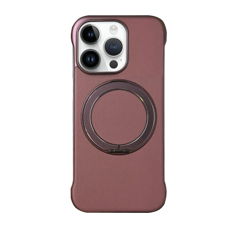 Frameless Leather-Skin PC MagSafe Holder Phone Case, For iPhone 14 Plus, For iPhone 14, For iPhone 14 Pro, For iPhone 14 Pro Max, For iPhone 13 Pro Max, For iPhone 13 Pro