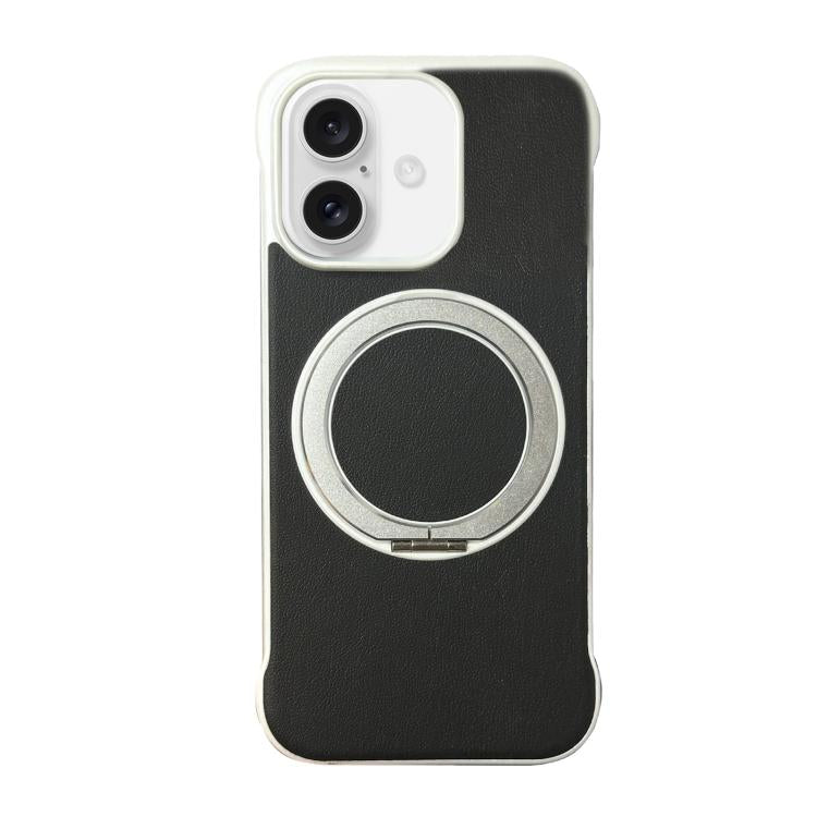 Frameless Leather-Skin PC MagSafe Holder Phone Case, For iPhone 16 Plus, For iPhone 16, For iPhone 15 Pro Max, For iPhone 15 Pro, For iPhone 15 Plus, For iPhone 15