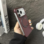Frameless Leather-Skin PC MagSafe Holder Phone Case, For iPhone 14 Plus, For iPhone 14, For iPhone 14 Pro, For iPhone 14 Pro Max, For iPhone 13 Pro Max, For iPhone 13 Pro