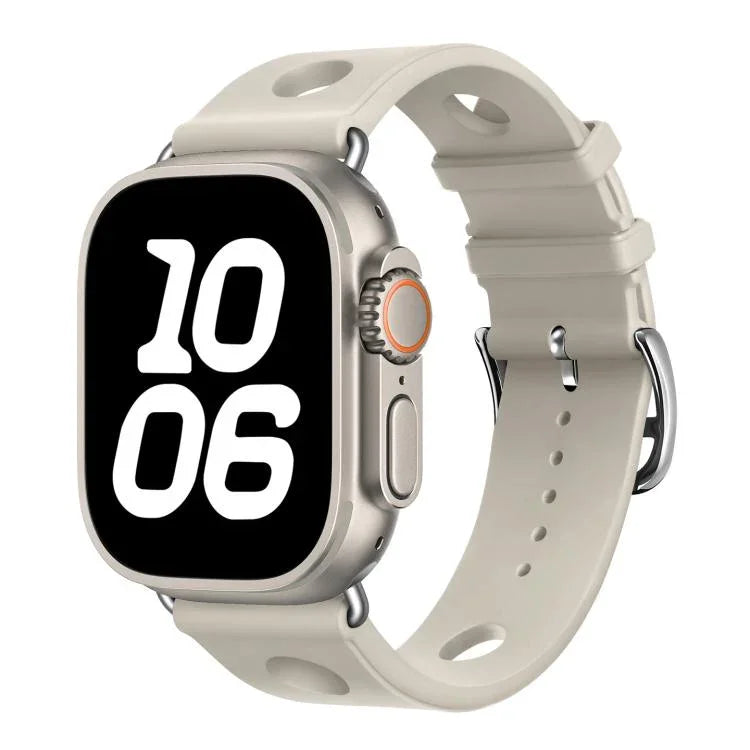 Ladder Buckle Holes Silicone Watch Band, For Apple Watch 46mm / 49mm / 45mm / 44mm, For Apple Watch 42mm / 41mm / 40mm / 38mm