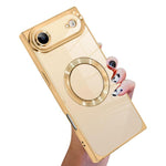 Right Angle Square Electroplated CD Pattern TPU MagSafe Phone Case, For iPhone 17 Pro Max, For iPhone 17 Pro, For iPhone 17, For iPhone Air, For iPhone 16 Pro Max, For iPhone 16 Pro