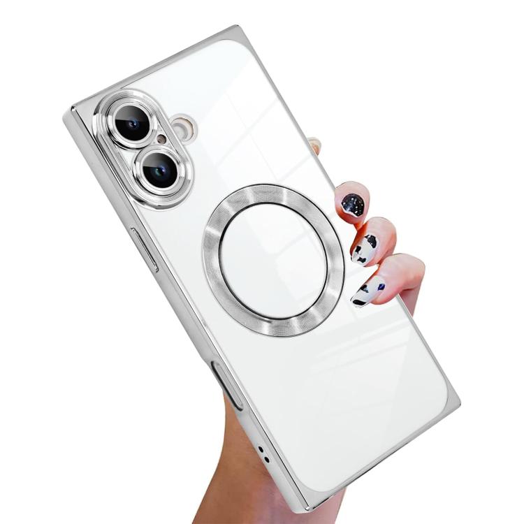 Right Angle Square Electroplated CD Pattern TPU MagSafe Phone Case, For iPhone 16 Plus, For iPhone 16, For iPhone 15 Pro Max, For iPhone 15 Pro, For iPhone 15 Plus, For iPhone 15