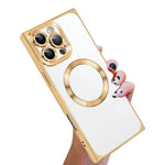 Right Angle Square Electroplated CD Pattern TPU MagSafe Phone Case, For iPhone 14 Plus, For iPhone 14, For iPhone 14 Pro, For iPhone 14 Pro Max, For iPhone 13 Pro Max, For iPhone 13 Pro