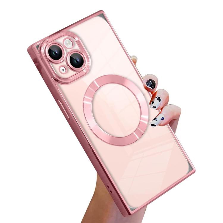 Right Angle Square Electroplated CD Pattern TPU MagSafe Phone Case, For iPhone 16 Plus, For iPhone 16, For iPhone 15 Pro Max, For iPhone 15 Pro, For iPhone 15 Plus, For iPhone 15