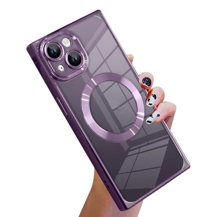 Right Angle Square Electroplated CD Pattern TPU MagSafe Phone Case, For iPhone 16 Plus, For iPhone 16, For iPhone 15 Pro Max, For iPhone 15 Pro, For iPhone 15 Plus, For iPhone 15