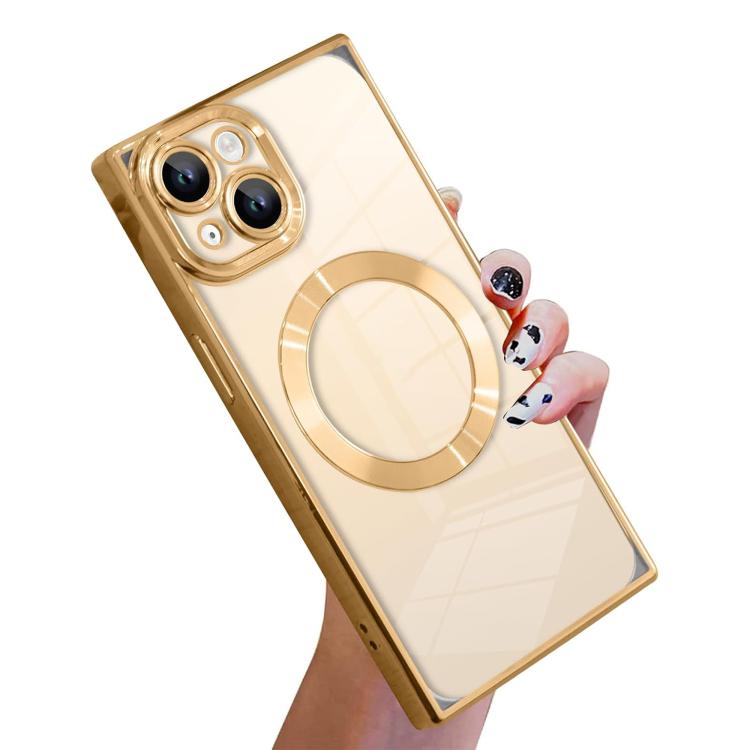Right Angle Square Electroplated CD Pattern TPU MagSafe Phone Case, For iPhone 16 Plus, For iPhone 16, For iPhone 15 Pro Max, For iPhone 15 Pro, For iPhone 15 Plus, For iPhone 15