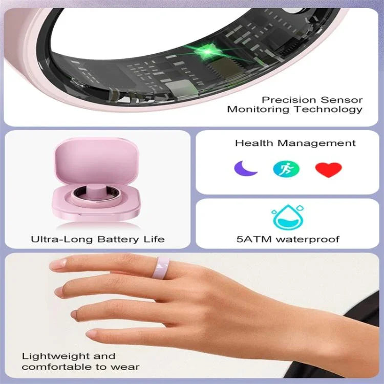 R12 SIZE 7 Smart Ring, Support Heart Rate / Blood Oxygen / Sleep Monitoring / Female Health