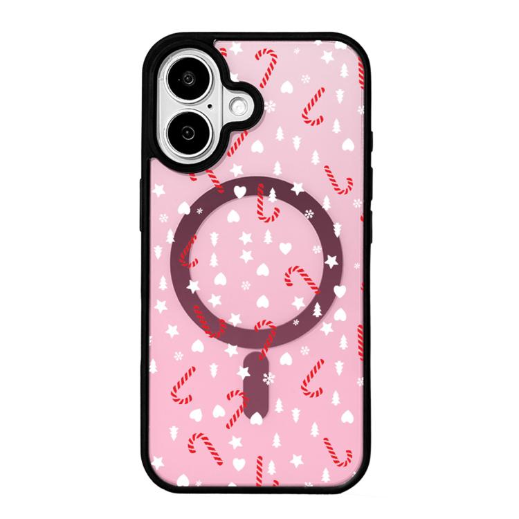 Christmas Series Strong Magnetic Painted Black Edge Phone Case, For iPhone 16 Pro Max, For iPhone 16 Pro, For iPhone 16