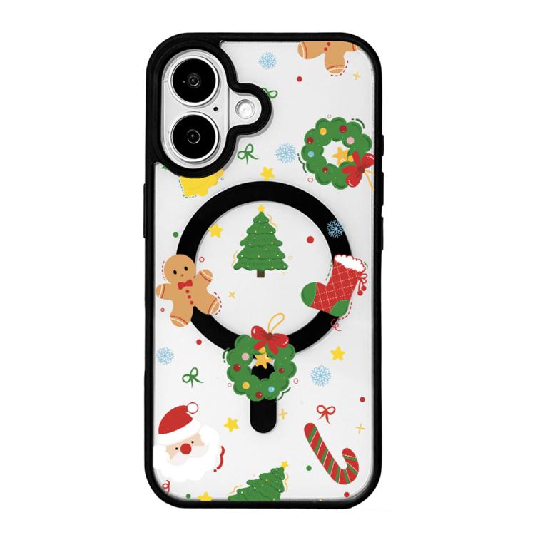 Christmas Series Strong Magnetic Painted Black Edge Phone Case, For iPhone 16 Pro Max, For iPhone 16 Pro, For iPhone 16