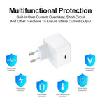 A3365 PD40W USB-C / Type-C Charger with Type-C to Type-C / 8 Pin Data Cable, EU Plug, EU Plug + 1m 2-in-1 Cable