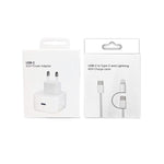 A3365 PD40W USB-C / Type-C Charger with Type-C to Type-C / 8 Pin Data Cable, EU Plug, EU Plug + 1m 2-in-1 Cable
