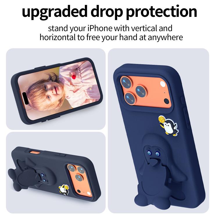 Penguin Baby EVA Shockproof Phone Case with Holder, For iPhone 17 Pro Max, For iPhone 17 Pro, For iPhone 17, For iPhone Air, For iPhone 16 Pro Max, For iPhone 16 Pro, For iPhone 16, For iPhone 15 Pro Max