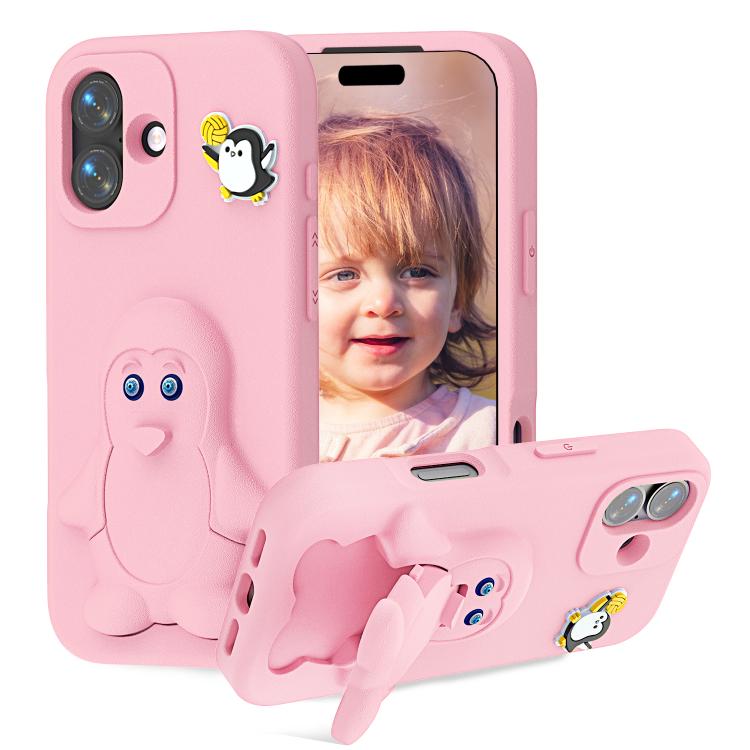 Penguin Baby EVA Shockproof Phone Case with Holder, For iPhone 17 Pro Max, For iPhone 17 Pro, For iPhone 17, For iPhone Air, For iPhone 16 Pro Max, For iPhone 16 Pro, For iPhone 16, For iPhone 15 Pro Max