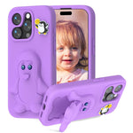 Penguin Baby EVA Shockproof Phone Case with Holder, For iPhone 17 Pro Max, For iPhone 17 Pro, For iPhone 17, For iPhone Air, For iPhone 16 Pro Max, For iPhone 16 Pro, For iPhone 16, For iPhone 15 Pro Max