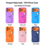 Penguin Baby EVA Shockproof Phone Case with Holder, For iPhone 17 Pro Max, For iPhone 17 Pro, For iPhone 17, For iPhone Air, For iPhone 16 Pro Max, For iPhone 16 Pro, For iPhone 16, For iPhone 15 Pro Max