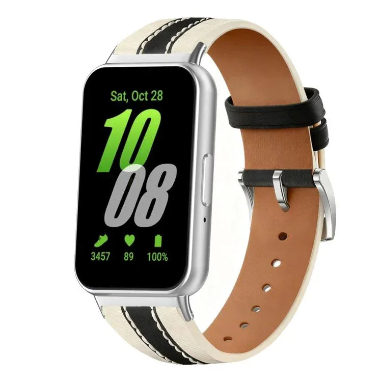 Genuine Leather Color Blocked Saddle Watch Band, For Samsung Watch Galaxy Fit3
