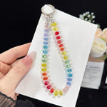 Alloy Tag Rainbow Crystal Phone Chain, Wheel Crystal Spacer Bead Style, Wheel Crystal Style