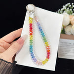 Alloy Tag Rainbow Crystal Phone Chain, Wheel Crystal Spacer Bead Style, Wheel Crystal Style