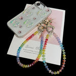 Alloy Tag Rainbow Crystal Phone Chain, Wheel Crystal Spacer Bead Style, Wheel Crystal Style