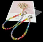 Alloy Tag Rainbow Crystal Phone Chain, Wheel Crystal Spacer Bead Style, Wheel Crystal Style