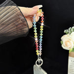 Alloy Tag Rainbow Crystal Phone Chain, Wheel Crystal Spacer Bead Style, Wheel Crystal Style