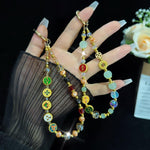 Enameled Auspicious Prosperity Good Fortune Bracelet, Green, Colorful