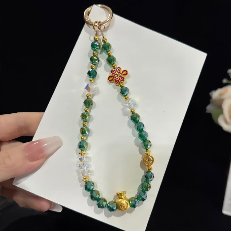 Fortune Crystal Auspicious Water Crystal Necklace, Red, Green